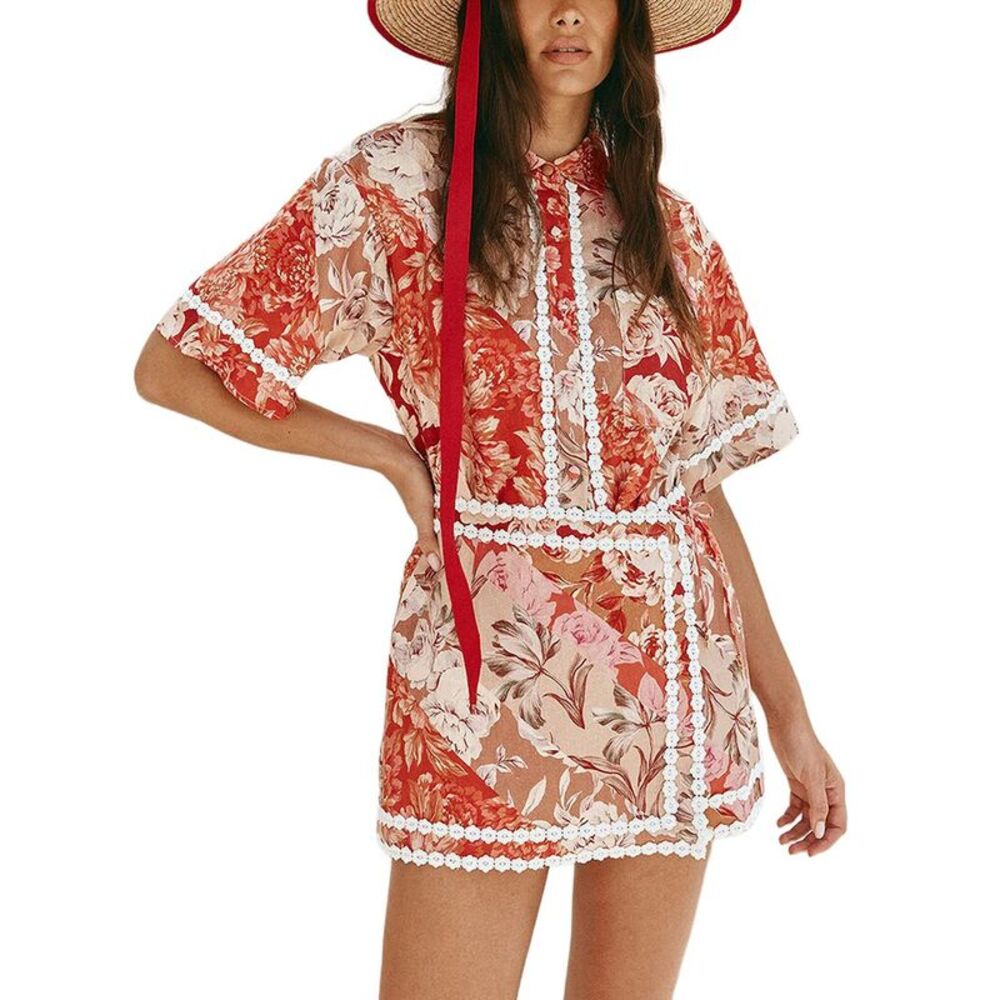 Esea Womens  Linen-Blend Shirt & Skirt Set